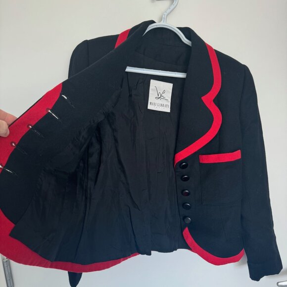 Vintage Maxi Librati Paris Blazer Black with Red Women's 42 US size 10 Wool - Picture 5 of 6